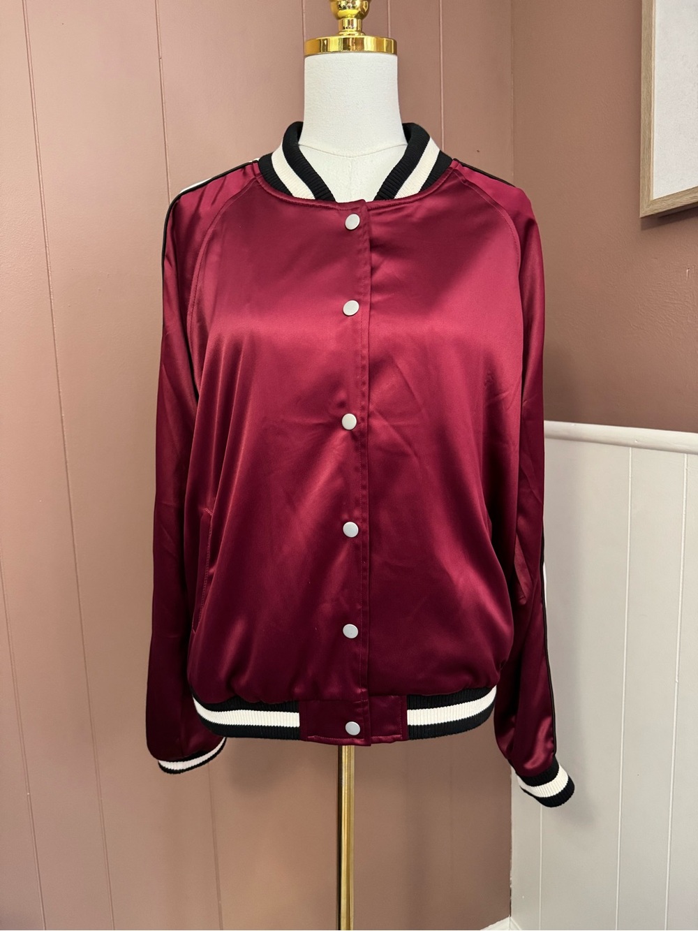 Lovers + Friends Burgundy Bomber Jacket